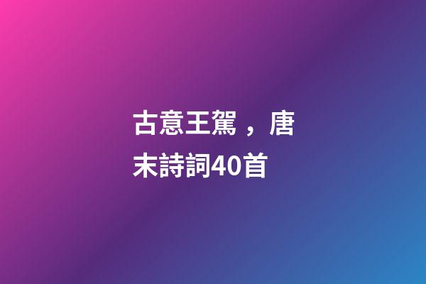 古意王駕，唐末詩詞40首